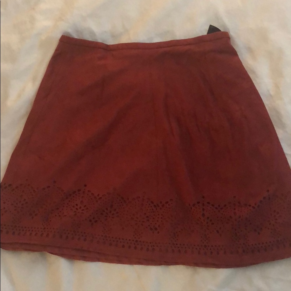 Express- suede style A line mini skirt- rusty red